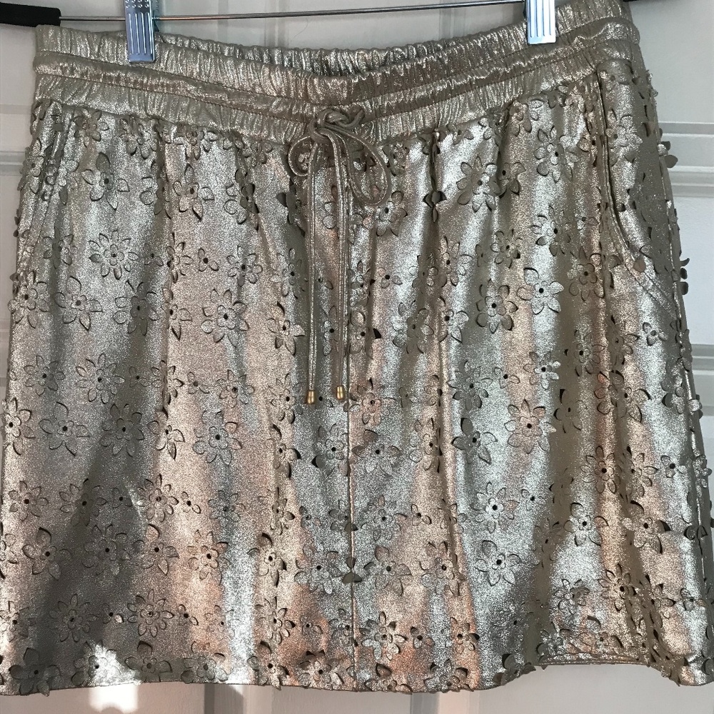 Liefsdottir 100% leather metallic gold skirt